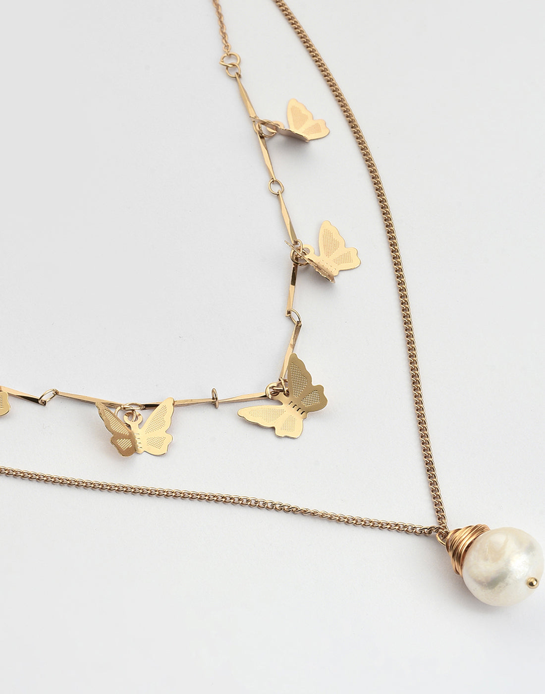 Pack of 2 Gold Plated Butterfly Shaped Necklace