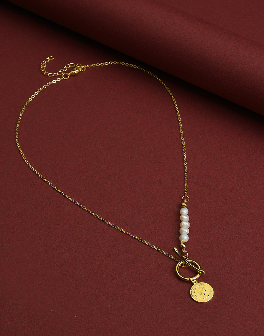 Gold Plated Coin Pattern Necklace
