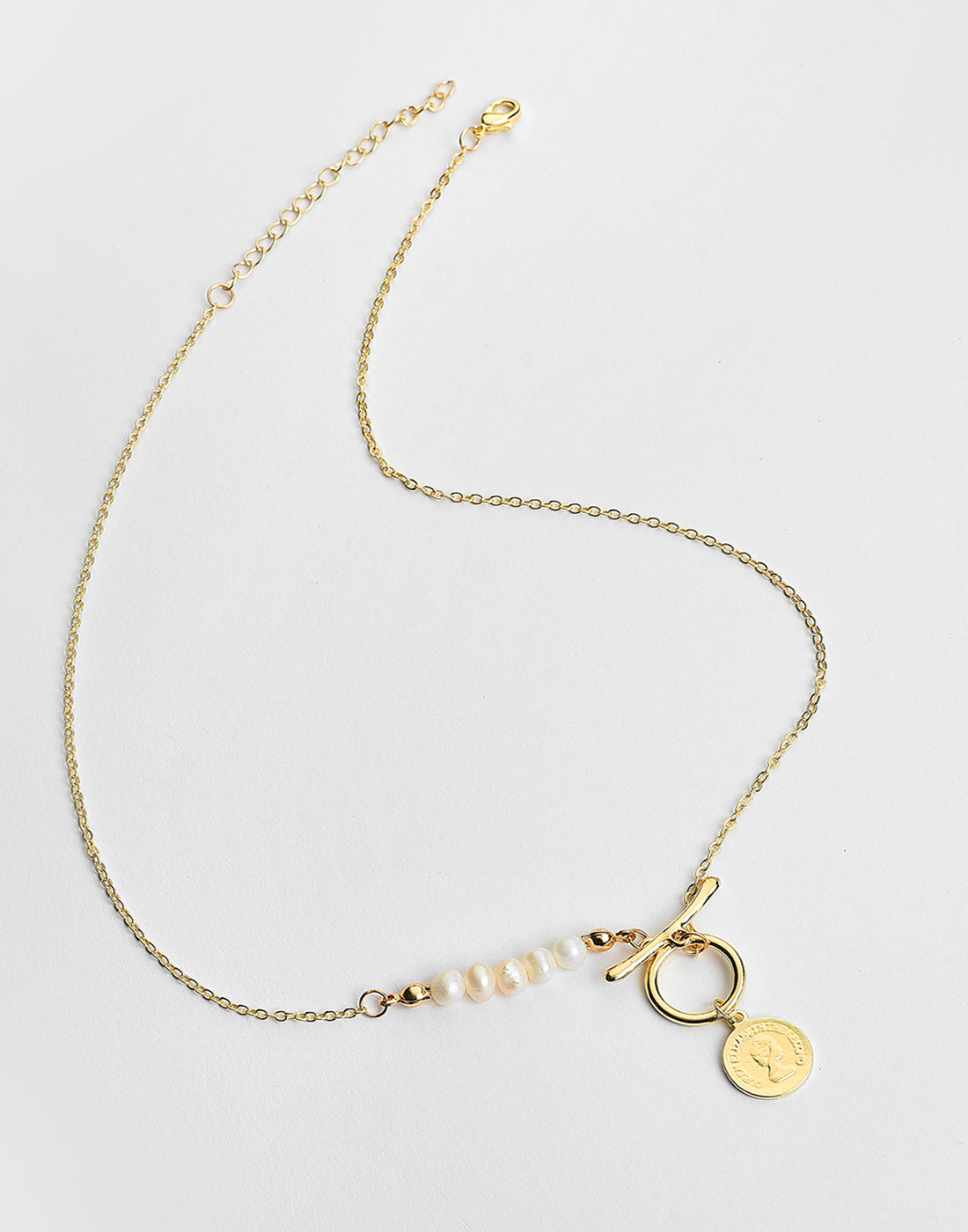 Gold Plated Coin Pattern Necklace