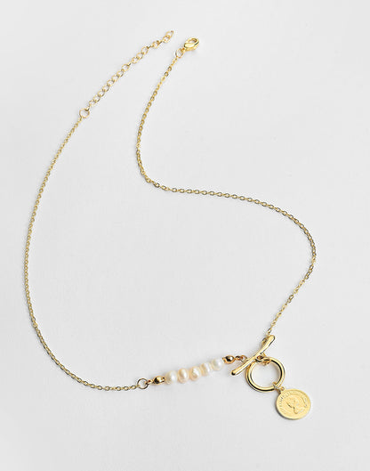 Gold Plated Coin Pattern Necklace