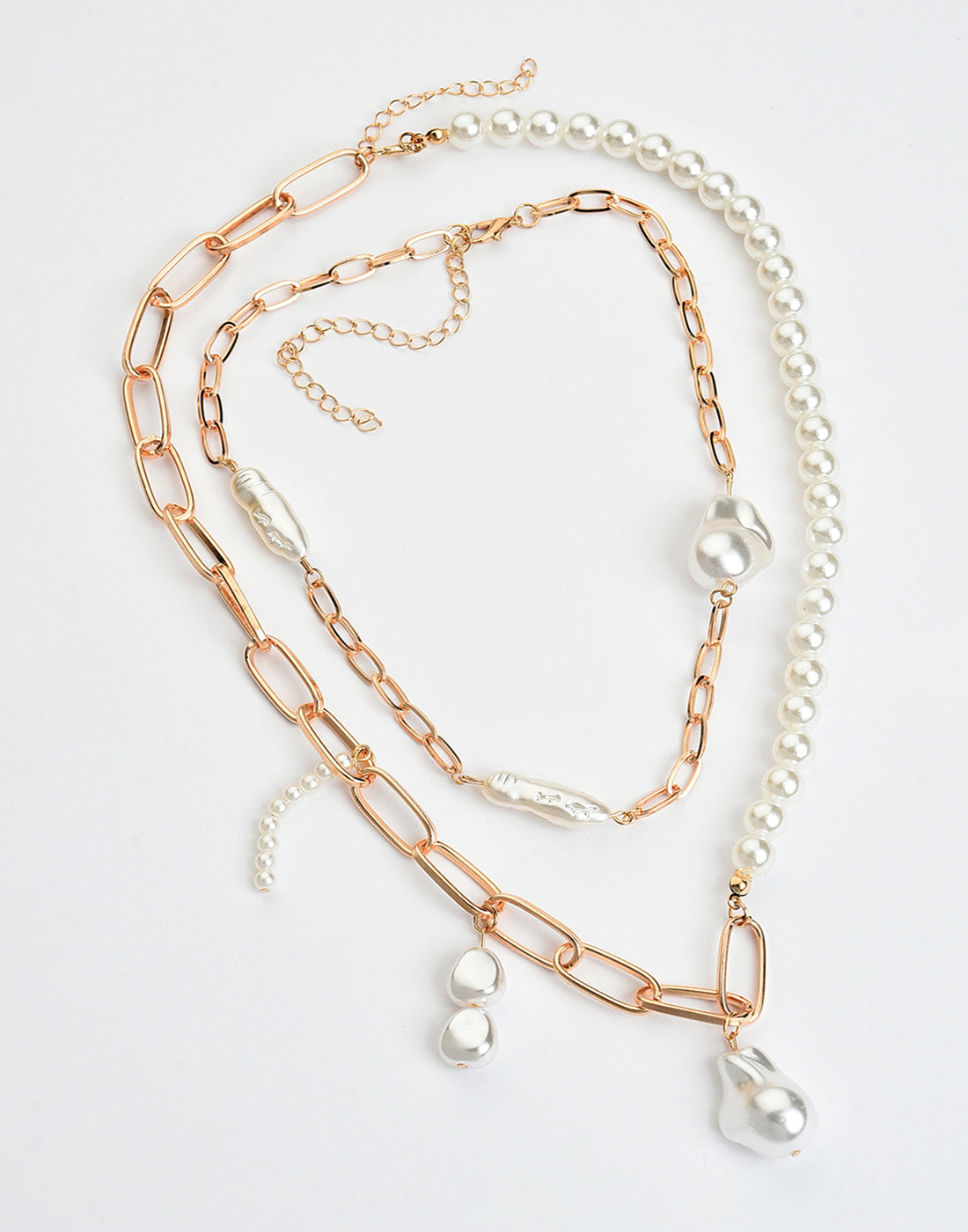 Pack of 2 Gold Plated Pearl Beaded Necklace