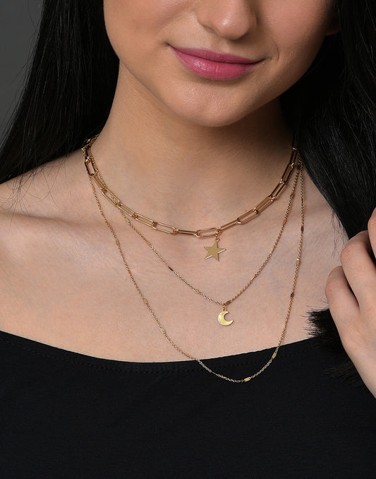 Pack of 3 Gold Plated Star Shaped Necklace