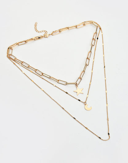Pack of 3 Gold Plated Star Shaped Necklace