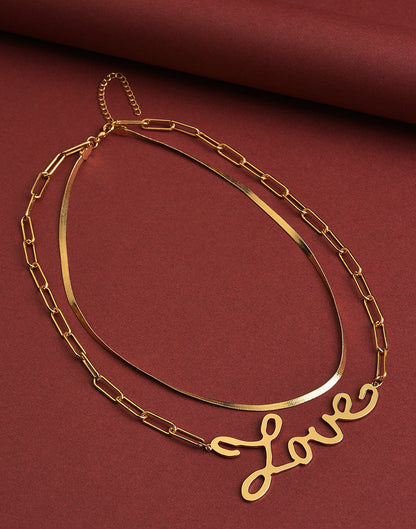 Pack of 2 Gold Plated Love Printed Necklace