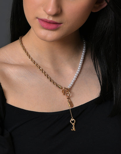 Gold Plated Key Pattern Necklace