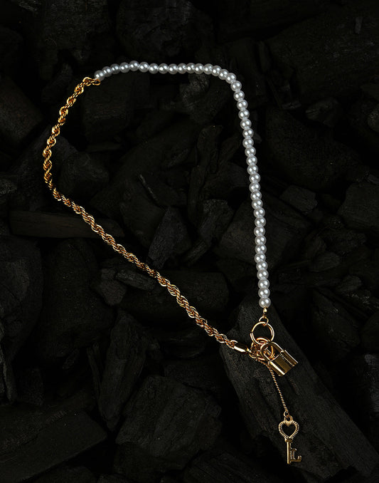 Gold Plated Key Pattern Necklace