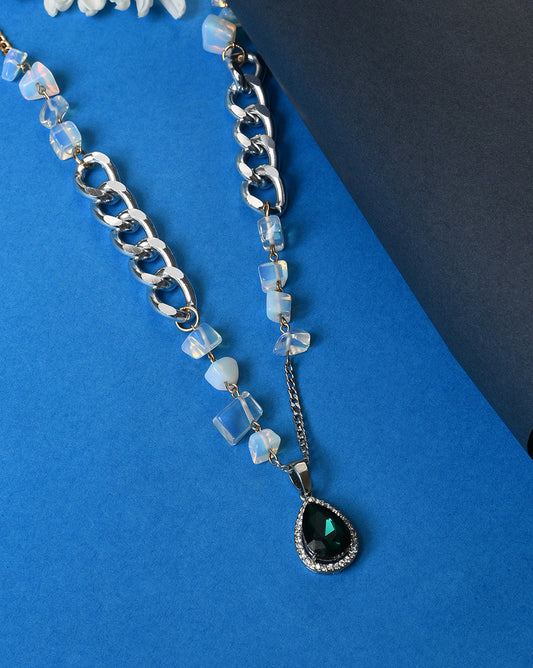 Silver Plated Designer Stone Necklace