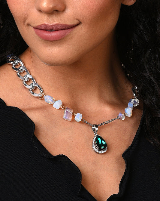 Silver Plated Designer Stone Necklace