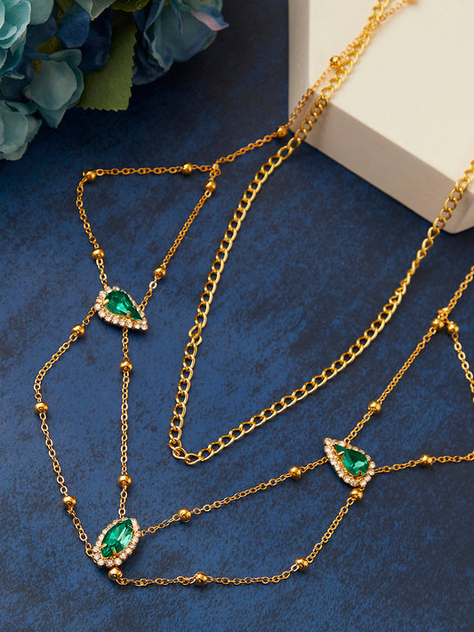 Gold Plated Designer Stone Necklace
