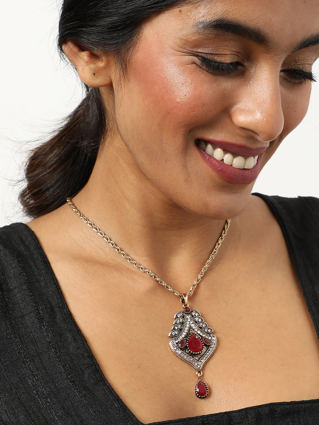 Gold Plated Designer Stone Necklace