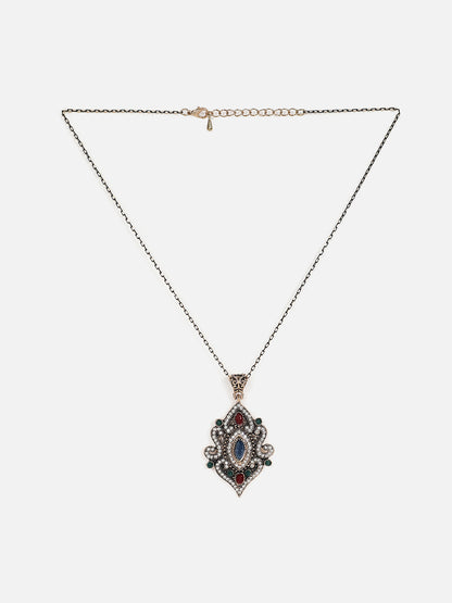 Silver Plated Designer Stone Necklace and Earring Set