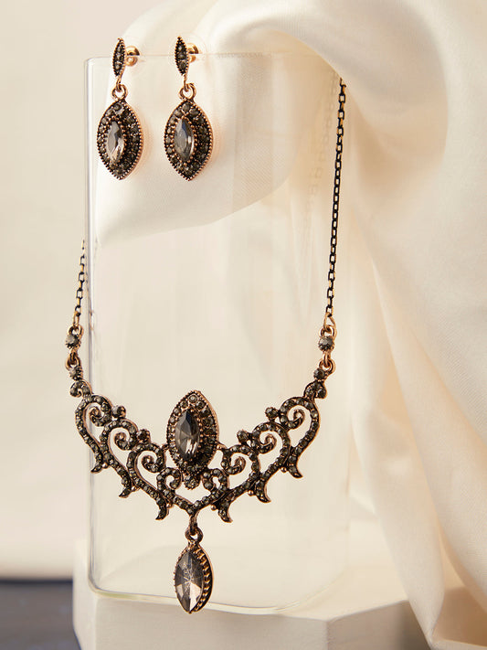 Silver Plated Designer Stone Necklace Set