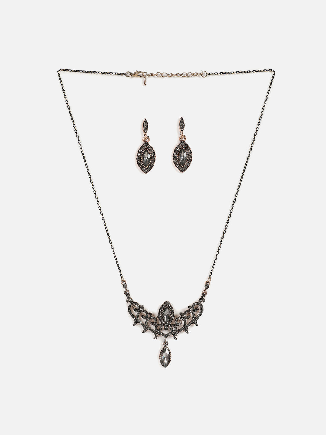 Silver Plated Designer Stone Necklace Set