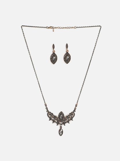 Silver Plated Designer Stone Necklace Set