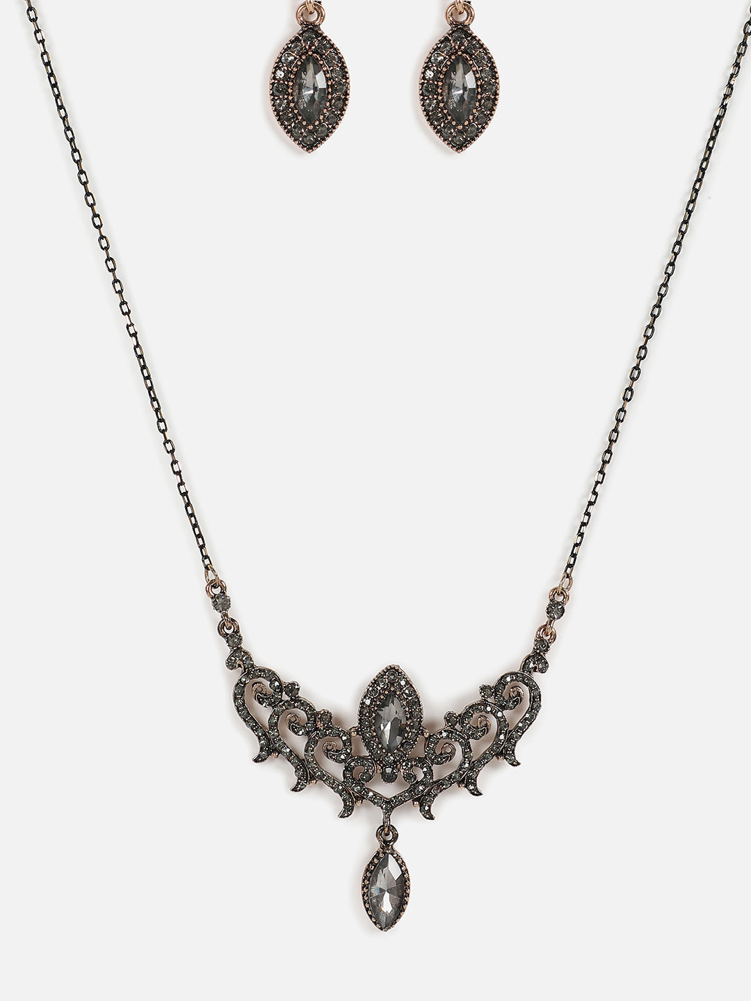 Silver Plated Designer Stone Necklace Set