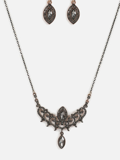 Silver Plated Designer Stone Necklace Set