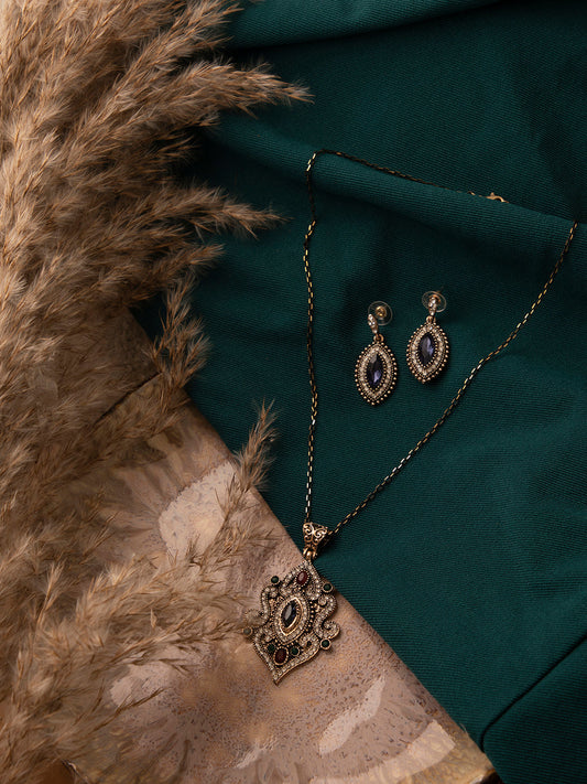 Silver Plated Designer Stone Necklace