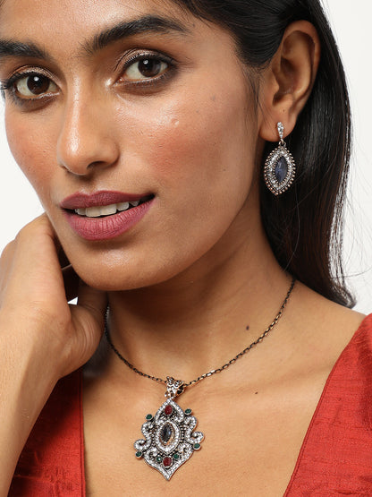 Silver Plated Designer Stone Necklace