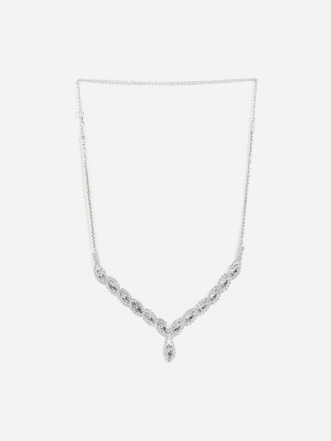 Silver Plated Designer Stone Necklace and Earring Set