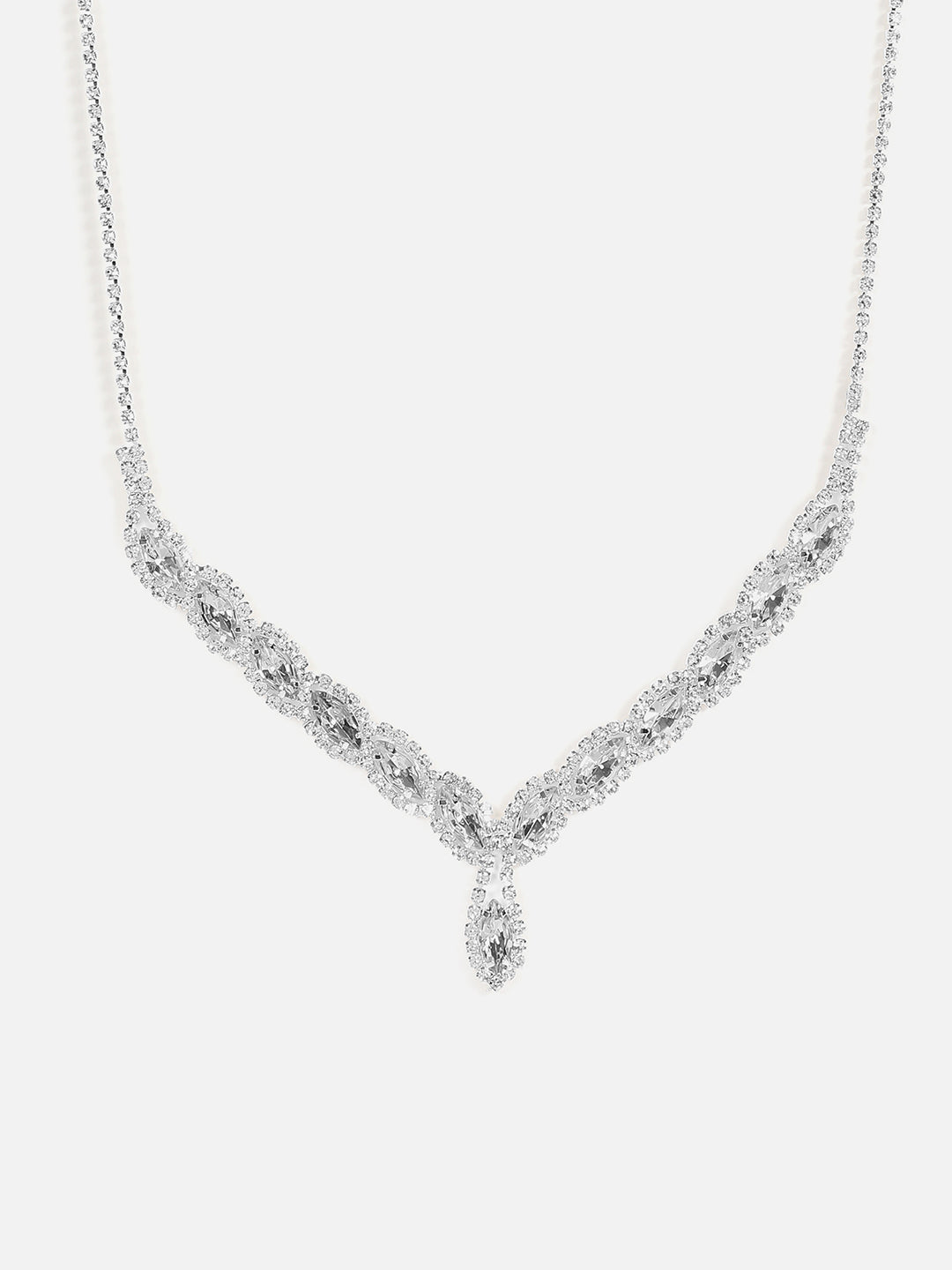 Silver Plated Designer Stone Necklace and Earring Set