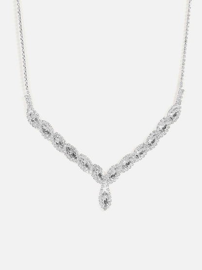Silver Plated Designer Stone Necklace and Earring Set