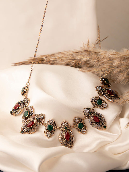 Gold Plated Designer Stone Necklace