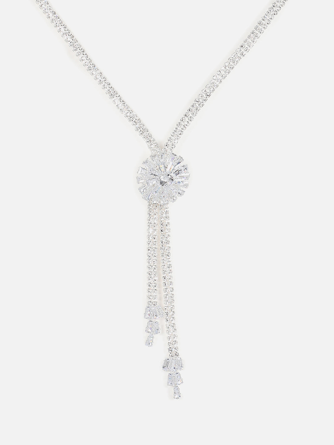 Silver Plated Designer Stone Necklace, Earrings, Bracelet and Ring Set