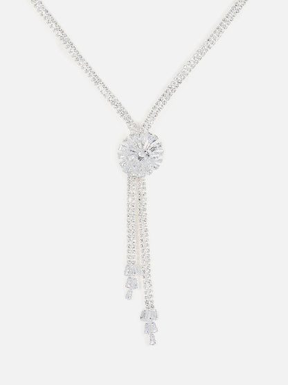 Silver Plated Designer Stone Necklace, Earrings, Bracelet and Ring Set