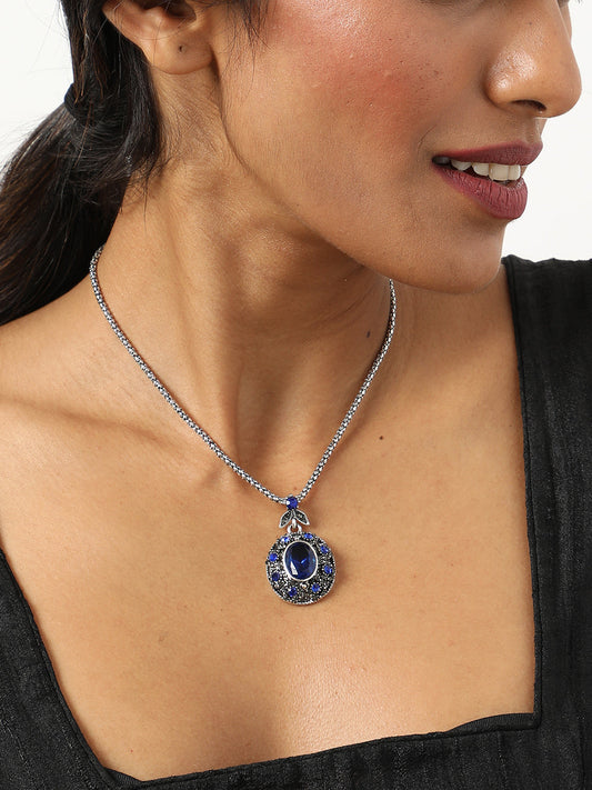 Silver Plated Designer Stone Necklace