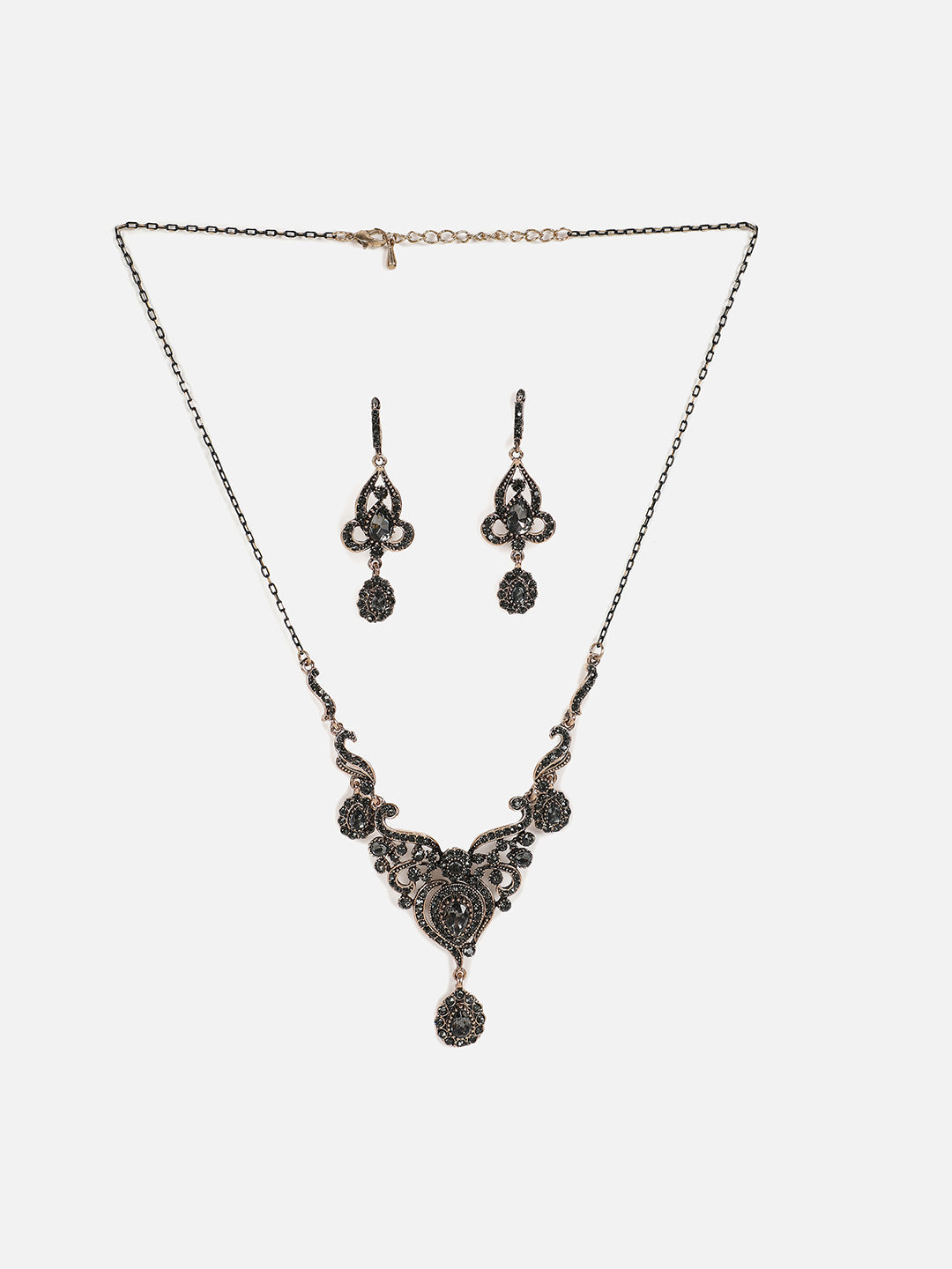 Gold Plated Designer Stone Necklace and Earring Set