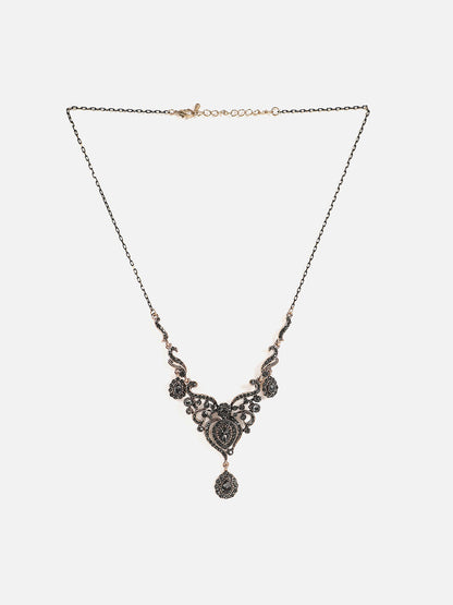 Gold Plated Designer Stone Necklace and Earring Set