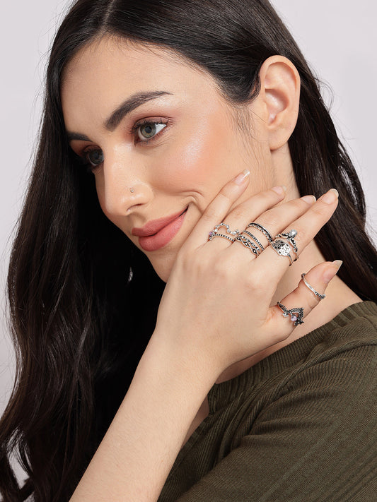 Pack of 9 Oxidised Ring