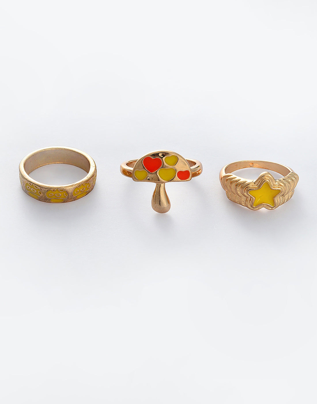 Pack of 7 Gold Plated Beaded Designer Ring