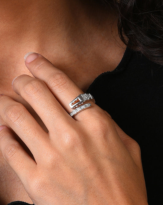Silver Plated American Diamond Ring