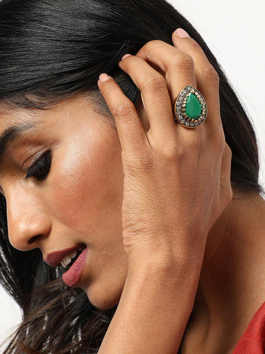 Gold Plated Designer Stone Ring