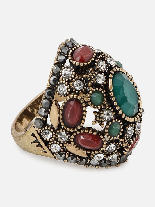 Gold Plated Designer Stone Ring