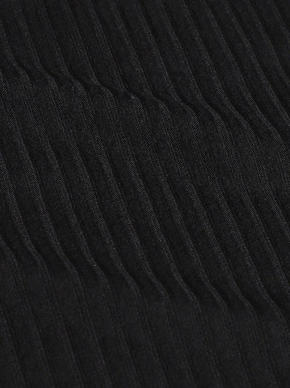 Solid Black Ribbed Co-Ord Set