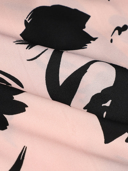 Baby Pink Abstract Print Dress