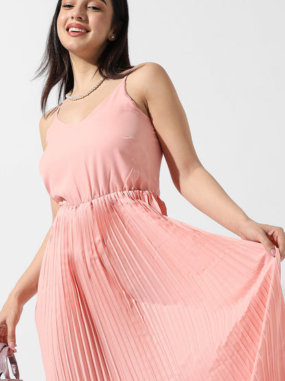 Solid Pleated Dress