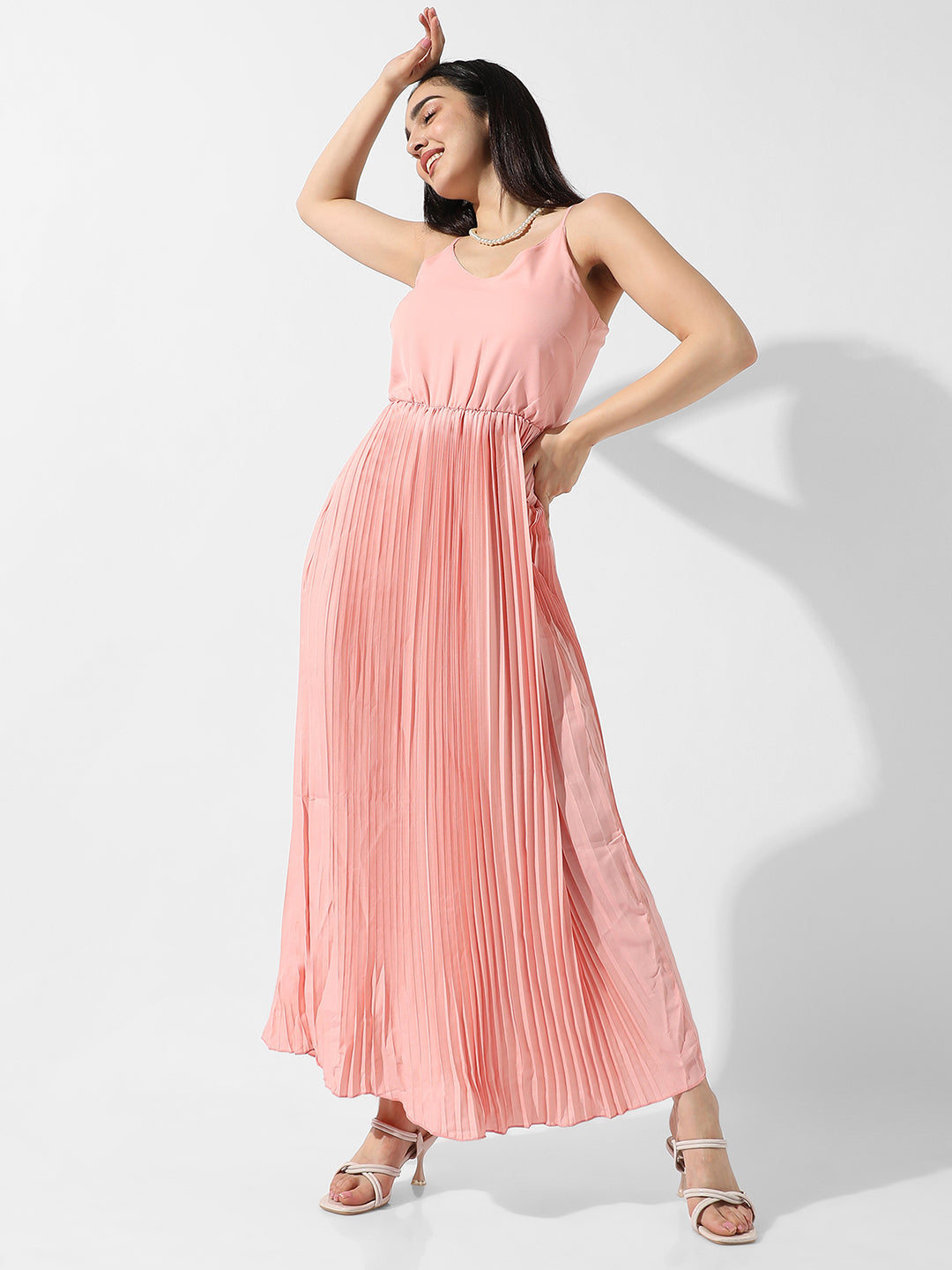 Solid Pleated Dress