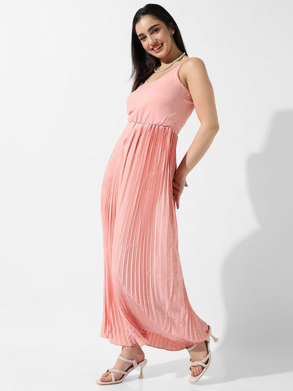 Solid Pleated Dress