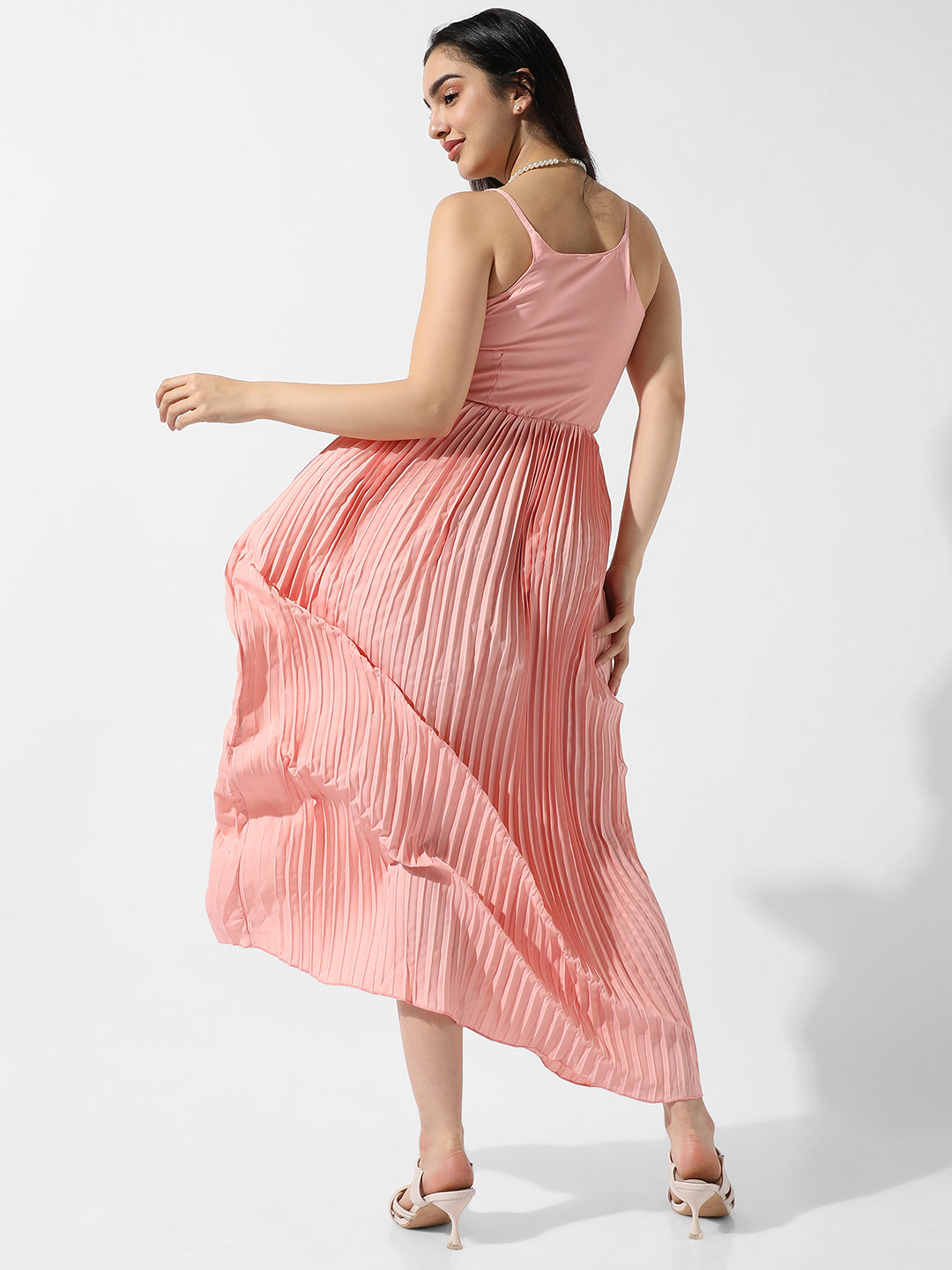 Solid Pleated Dress