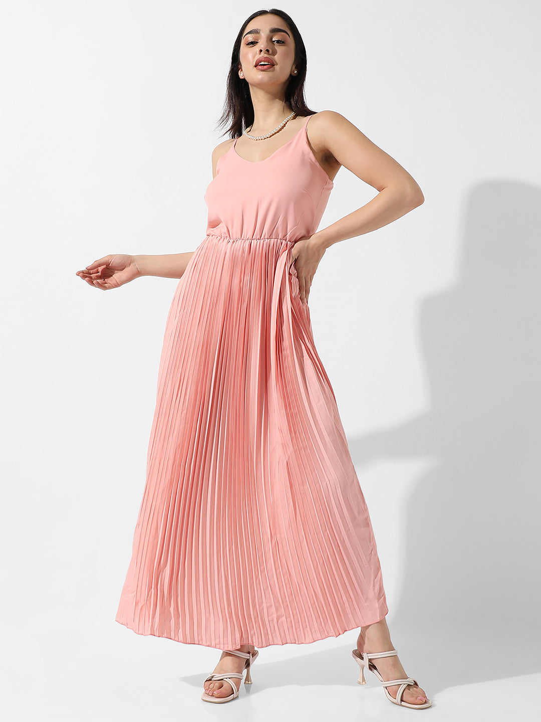 Solid Pleated Dress