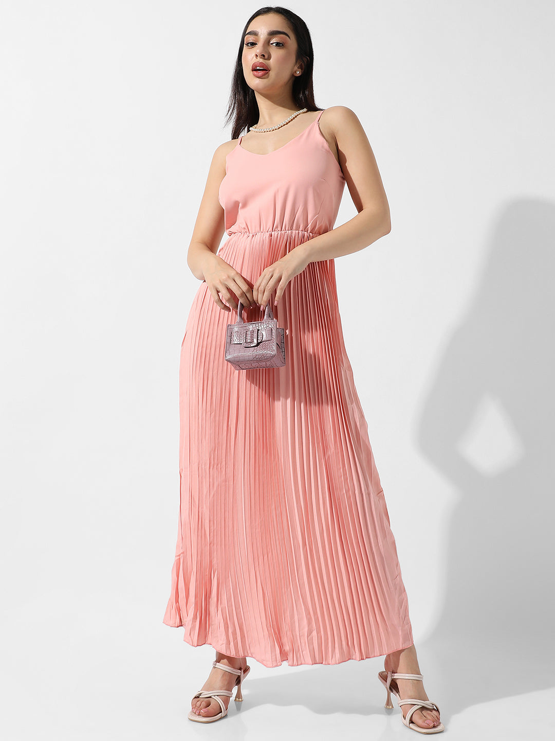 Solid Pleated Dress