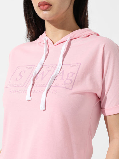 Typographic Print Hooded Top