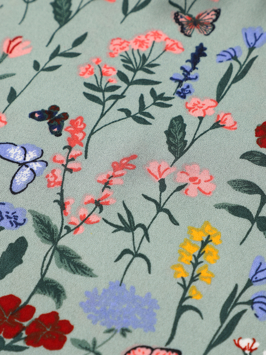 Sage Green Botanical Print Top