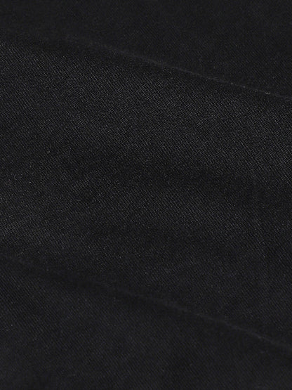 Solid Black Slashed-Knee Trackpants