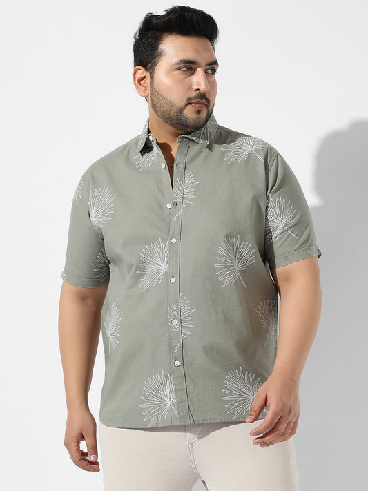 Sage Green Printed Casual Shirt