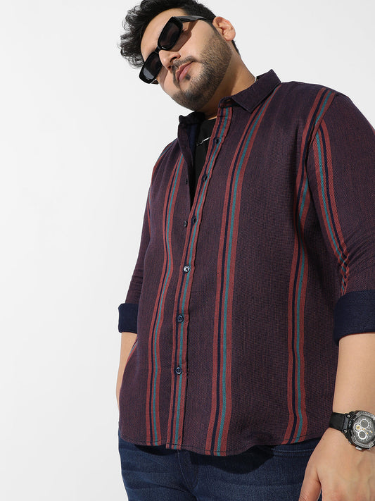 Maroon Striped Casual Shirt