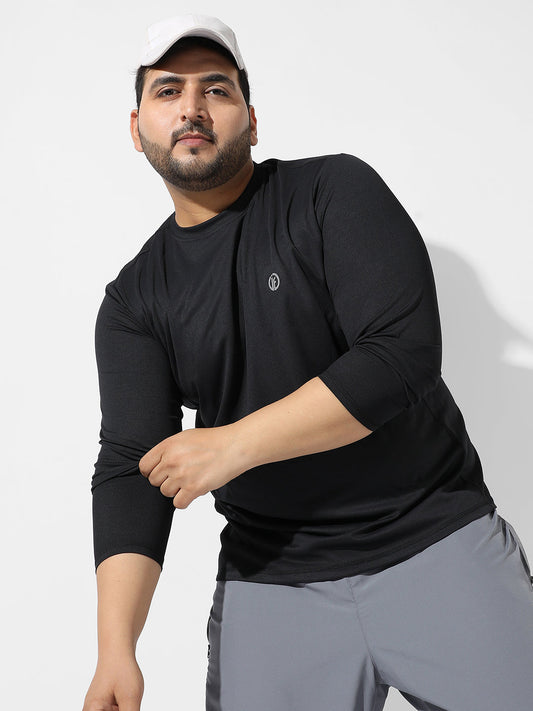 Solid Black Activewear T-Shirt